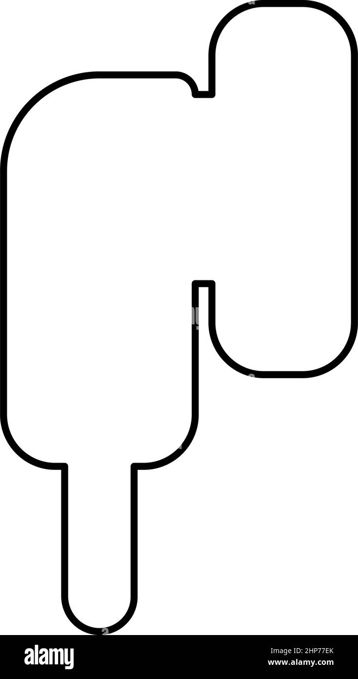 Konturenkonturierte Darstellung des kabellosen Kopfhörers in schwarzer Farbe, Vektorgrafik in flacher Form Stock Vektor