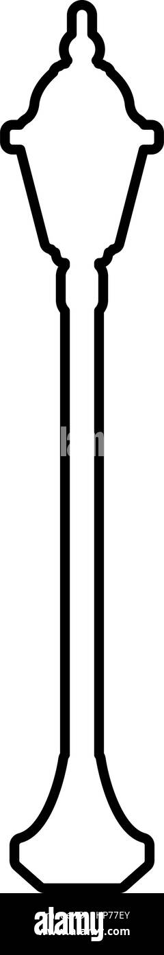 Straße Lampe Laterne Kontur Umriss Symbol schwarz Farbe Vektor Illustration flachen Stil Bild Stock Vektor