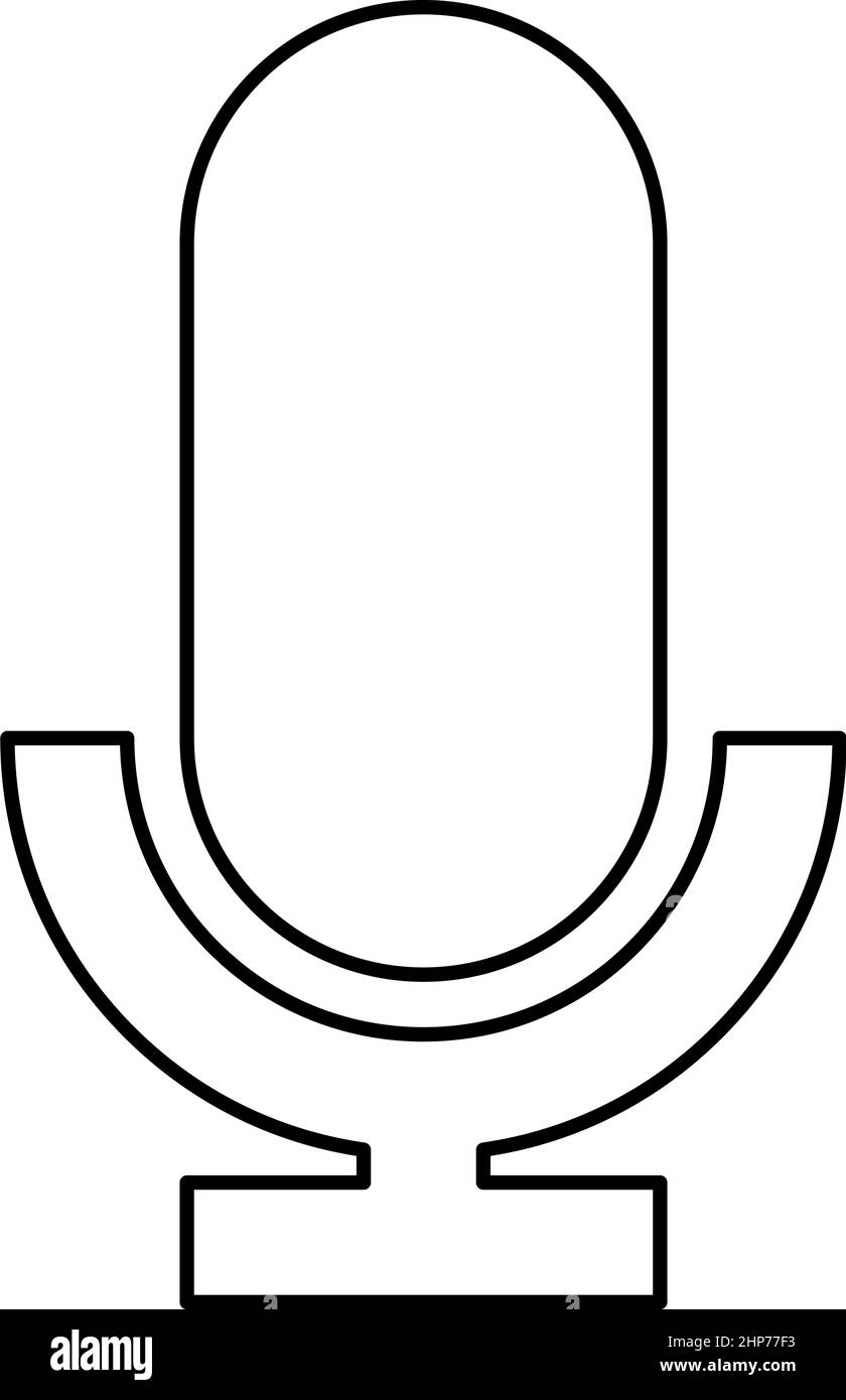 Symbol für Kontur des Mikrofons, schwarze Vektorgrafik, flaches Bild Stock Vektor