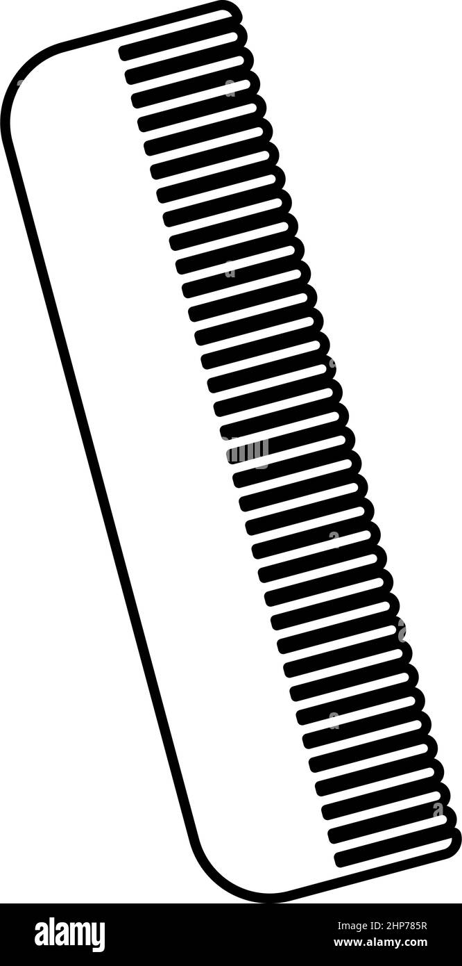Symbol für den Konturumriss des Kamms, schwarze Vektorgrafik, flaches Bild Stock Vektor