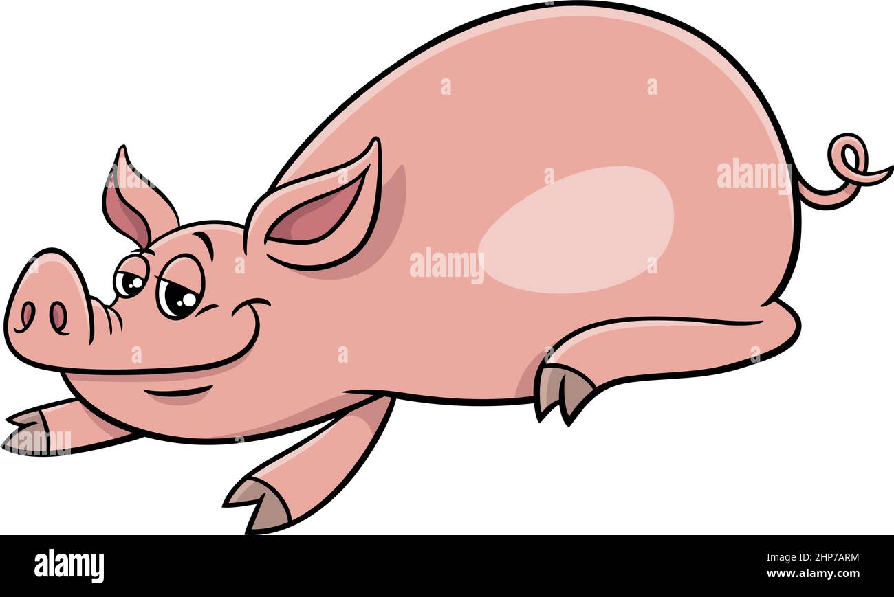 Cartoon Schwein lustig Bauernhof Tier Charakter Stock Vektor