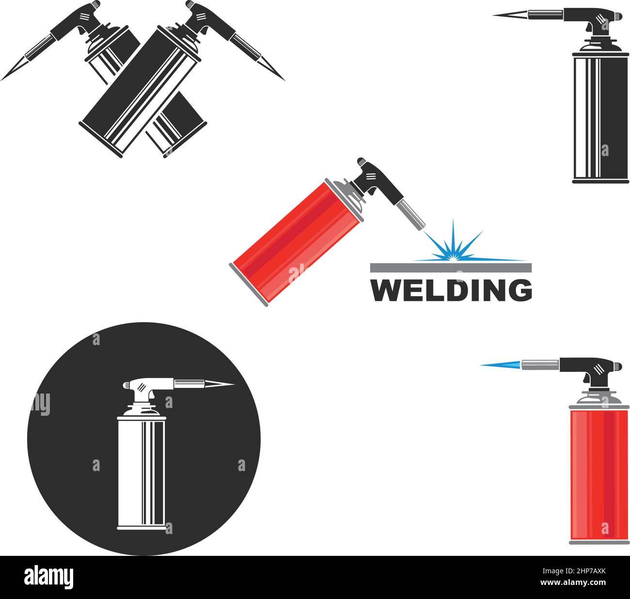 Design-Vorlage für Abbildung der Symbole für Gasbrenner-Flaschen Stock Vektor