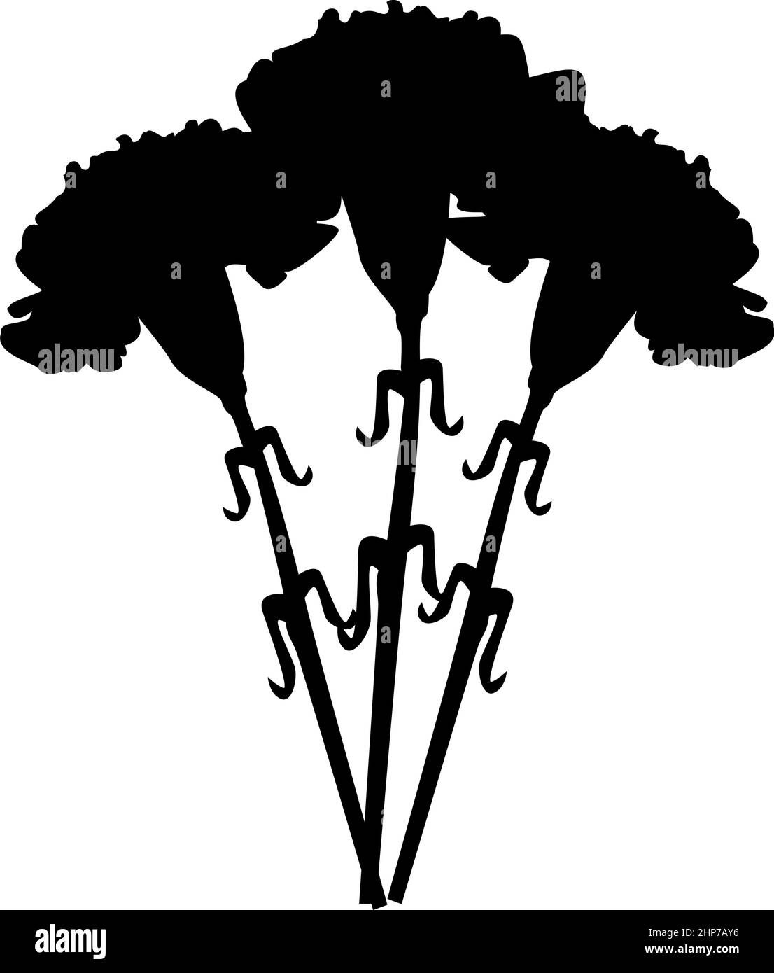 Blumenstrauß Nelke Symbol schwarze Farbe Vektor Illustration flachen Stil Bild Stock Vektor