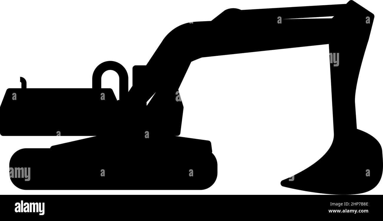 Bagger Silhouette Sonderausrüstung Dusty Bagger Building machine Icon schwarze Farbe Vektor Illustration flachen Stil Bild Stock Vektor
