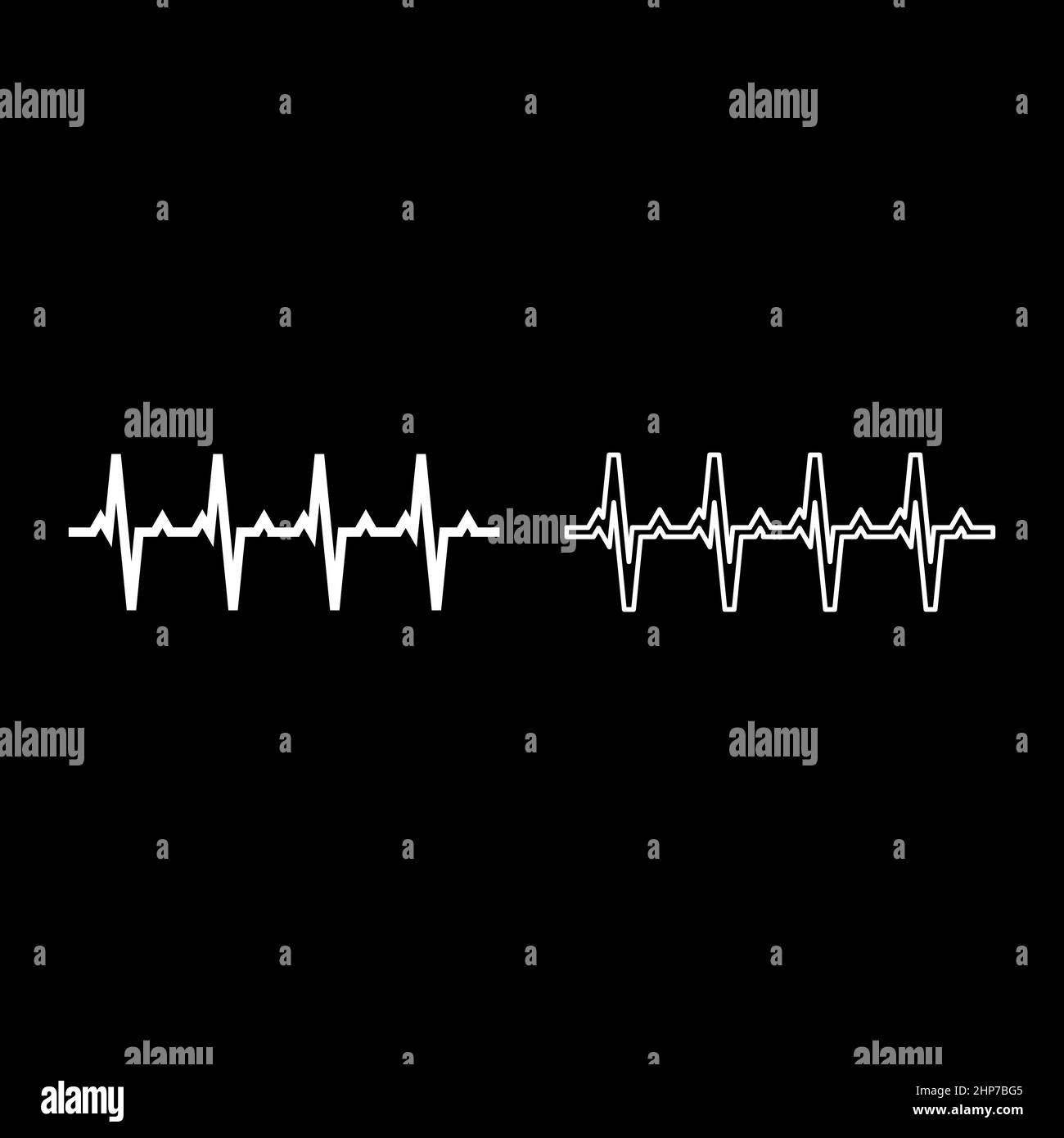 Pulsdiagramm Herzschlag Herzschlaggrafik Rhythmus ekg Echokardiogramm Symbol weiße Farbe Vektor Illustration flache Stil Bildsatz Stock Vektor