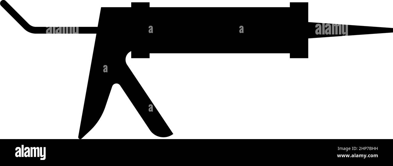 Silikon-Pistole Caulking Klebstoff Dichtung Symbol schwarz Farbe Vektor Illustration flachen Stil Bild Stock Vektor