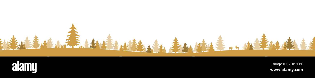 weihnachten Landschaft Panorama Hintergrund mit Tannen Wald Stock Vektor