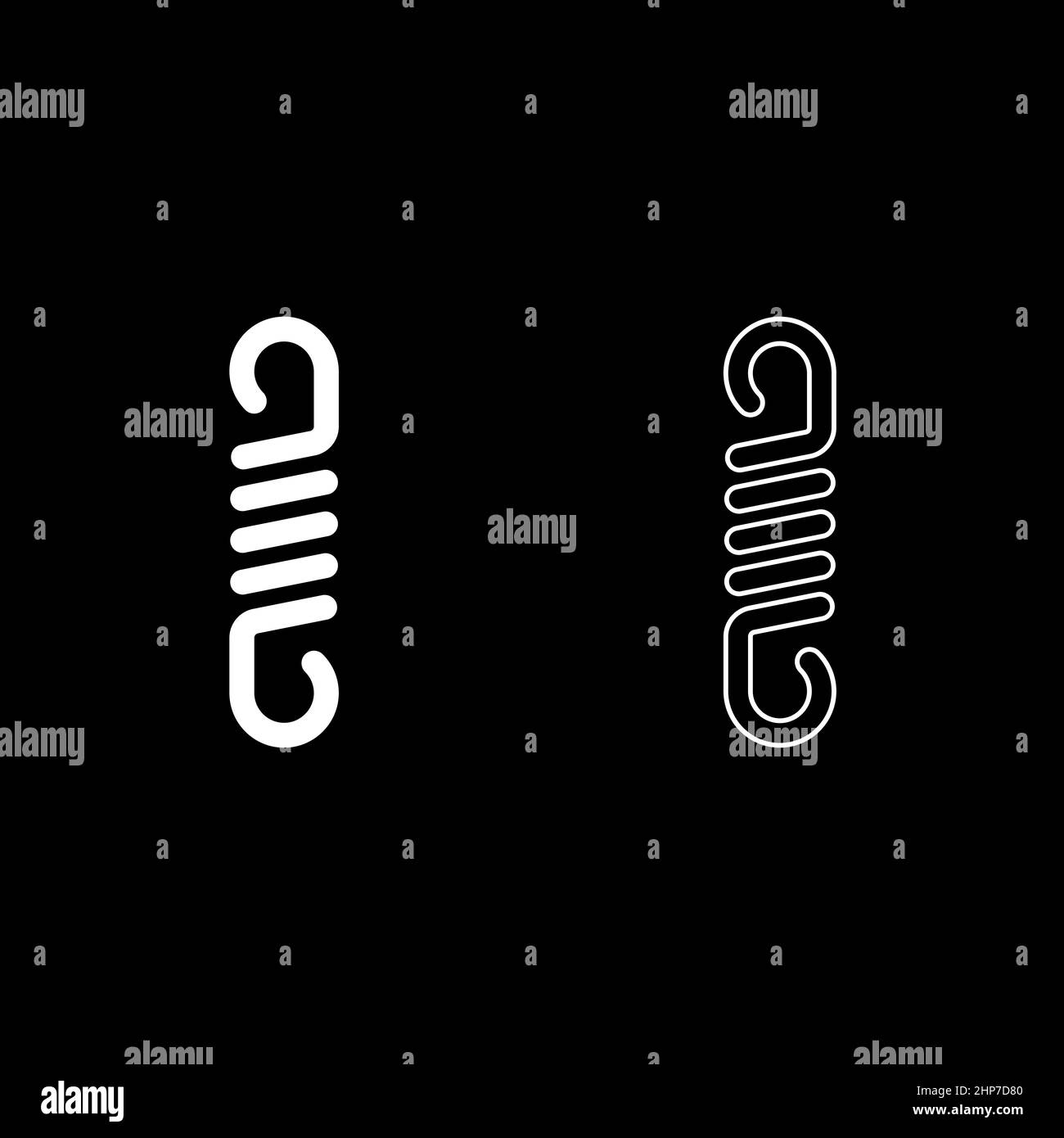 Feder Metall Spule Spirale Stahldraht flexible Symbol weiß Farbe Vektor Illustration flach Stil Bildsatz Stock Vektor