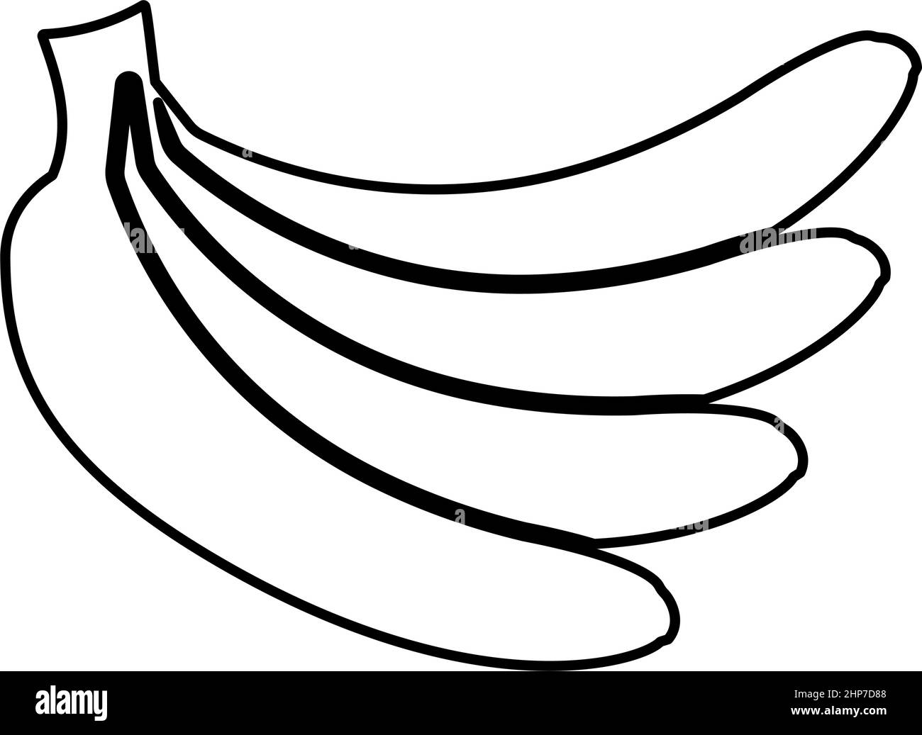 Bund von Bananen Kontur Umriss Symbol schwarze Farbe Vektor Illustration flachen Stil Bild Stock Vektor