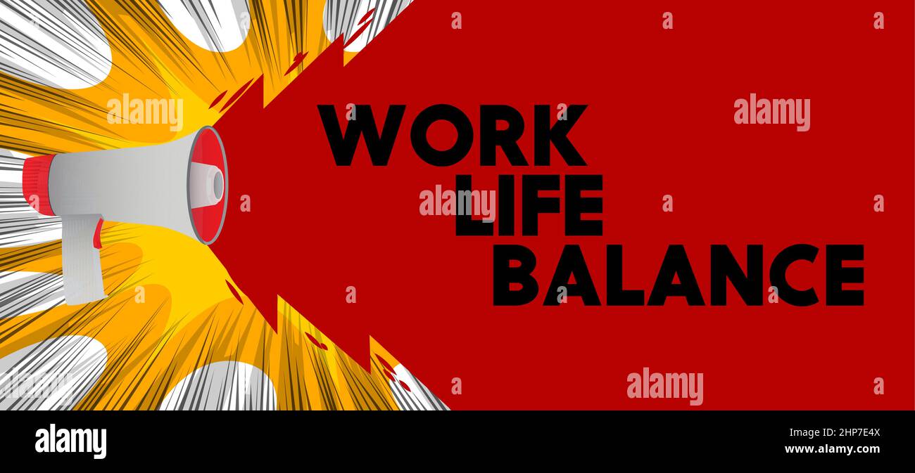 Work-Life-Balance Text, Zeichen. Stock Vektor