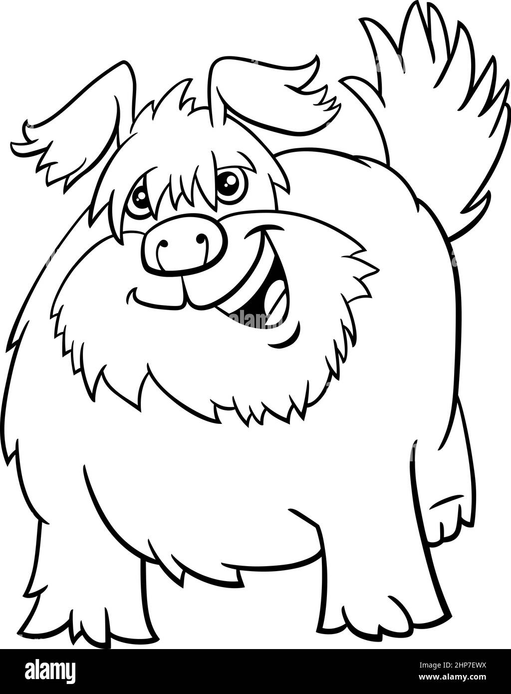 Cartoon shaggy Hund Tier Charakter Färbung Buch Seite Stock Vektor