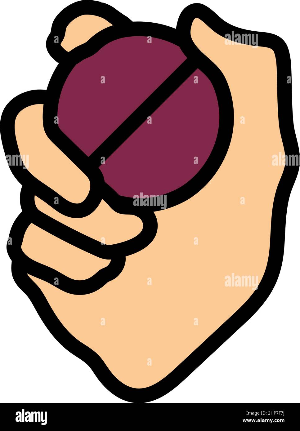 Symbol „Hand Holding Cricket Ball“ Stock Vektor