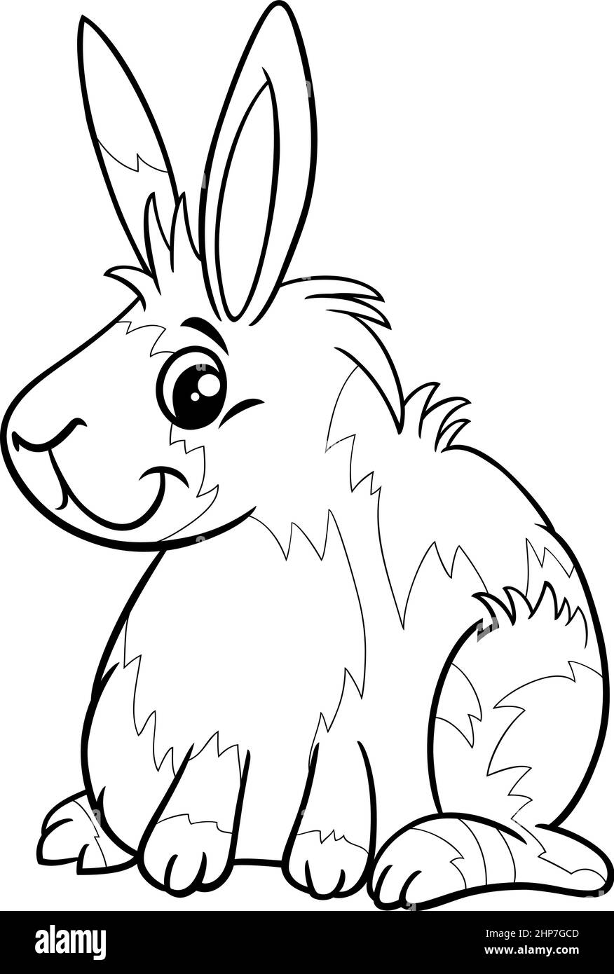 Cartoon Miniatur Kaninchen Tier Charakter Färbung Buch Seite Stock Vektor