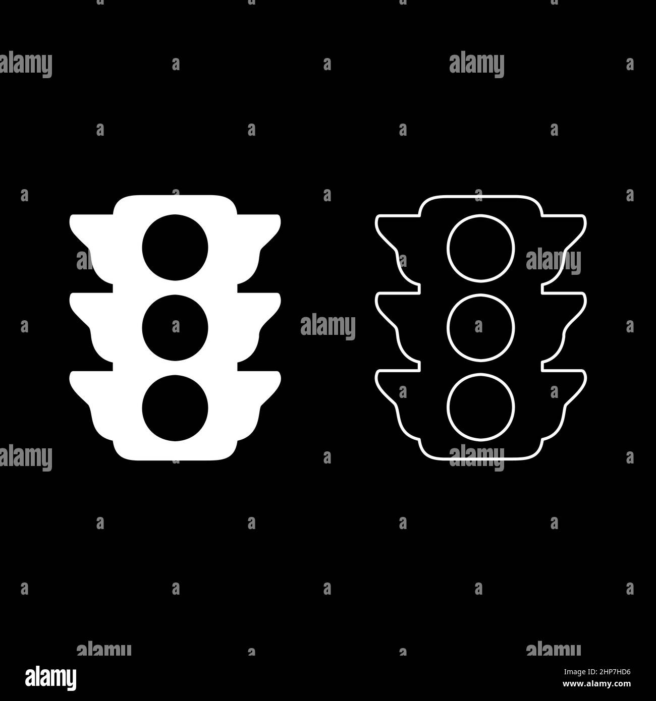 Ampeln Lichtsignal Ampel Regelung Transport und Fußgänger Symbol weiß Farbe Vektor Illustration flach Stil Bildsatz Stock Vektor