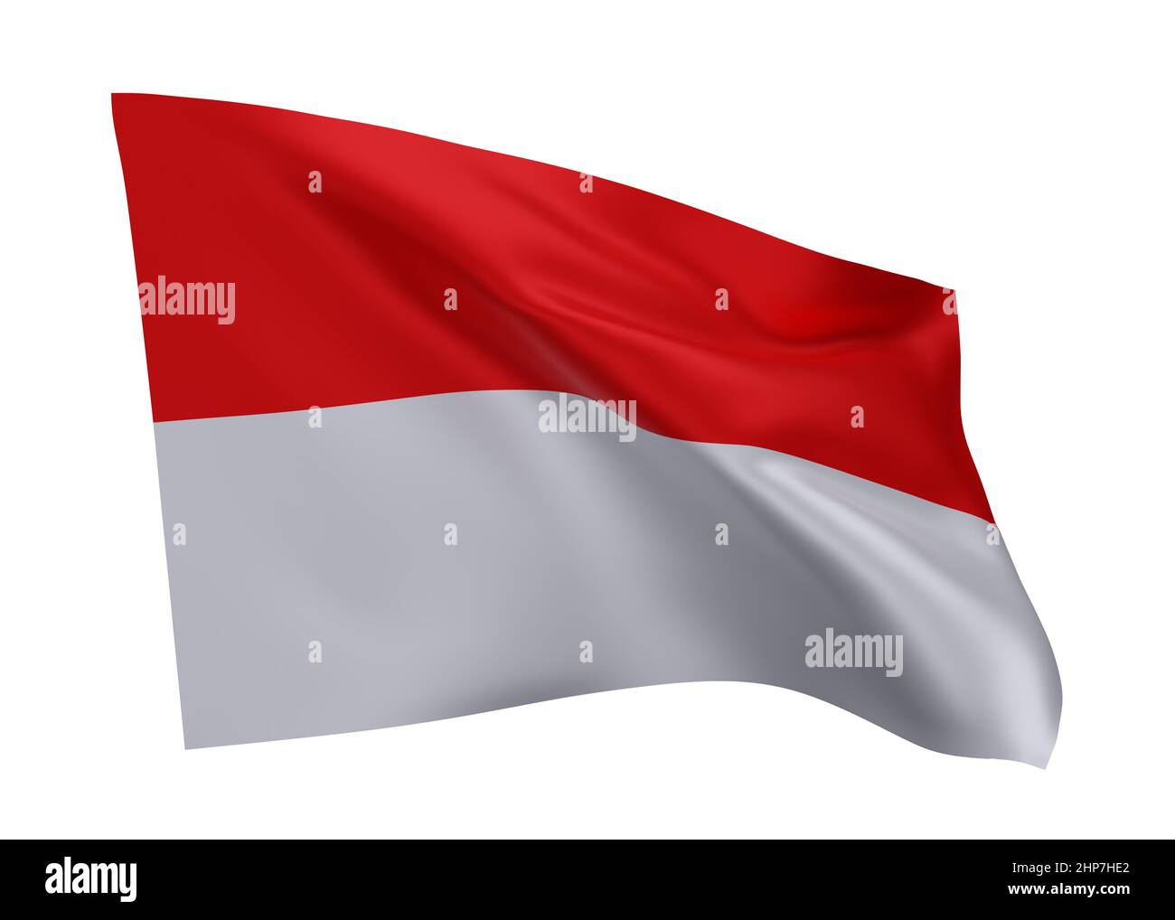 3D Illustration Flagge von Indonesien. Indonesische Flagge mit hoher Auflösung, isoliert vor weißem Hintergrund. 3D Rendern Stockfoto