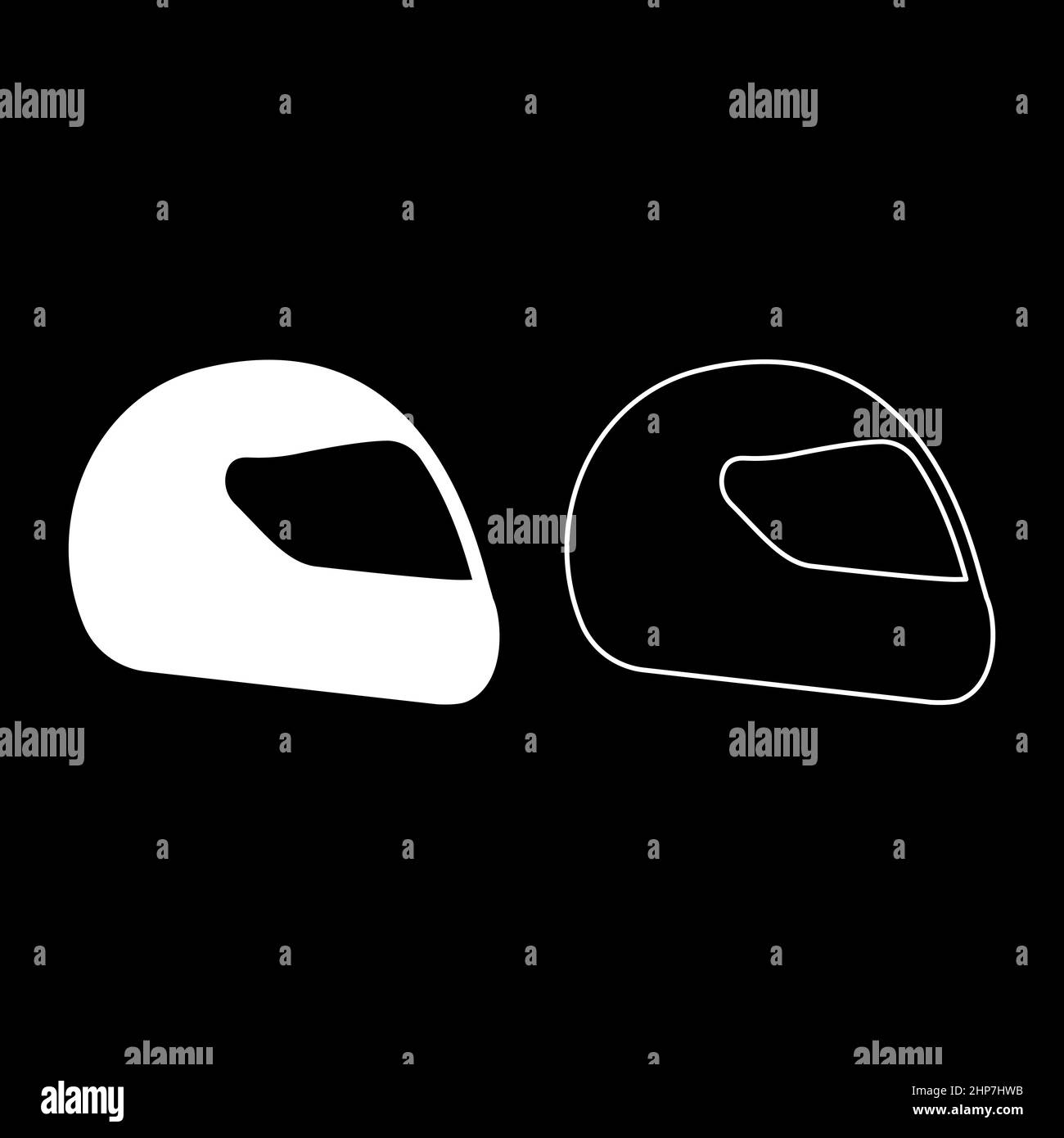 Helm Motorrad Rennsport Sport Symbol weiß Farbe Vektor Illustration flach Stil Bild set Stock Vektor