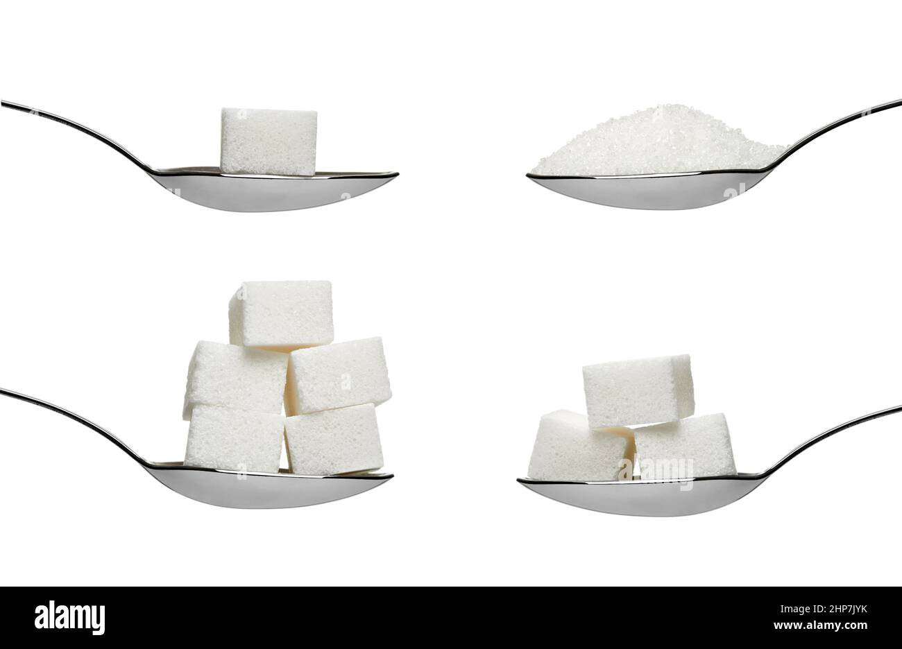 Zuckerwürfel und Löffel Süßstoff Stockfoto