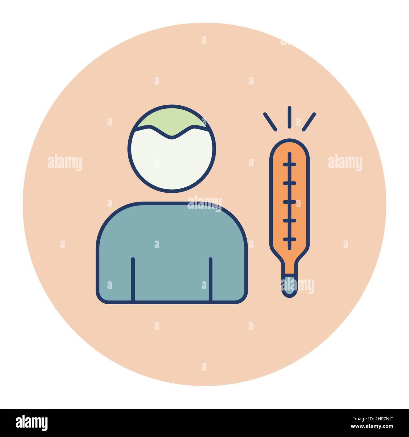 Vektorsymbol Fieber hohe Temperatur. Covid-Schild Stock Vektor