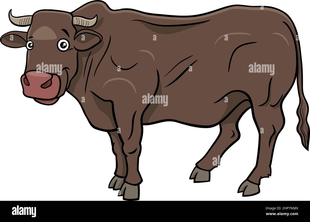 Cartoon Stier Bauernhof Tier Comic-Charakter Stock Vektor