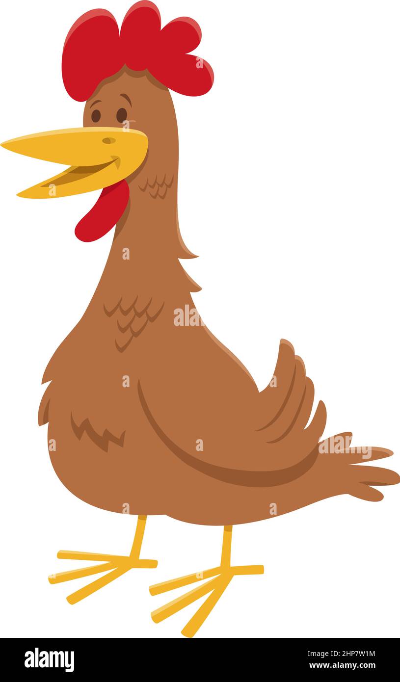 Lustige Huhn oder Hühnerfarm Vogel Tier Comic-Charakter Stock Vektor