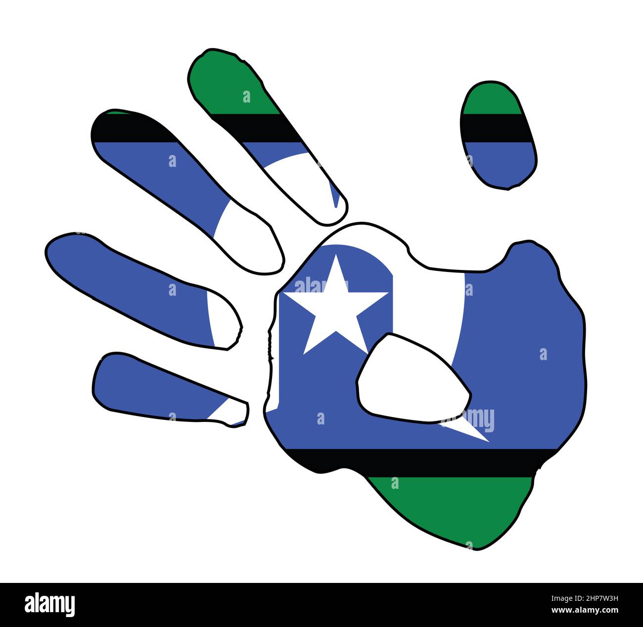 Torres Strait Islander Flag Hand Print Silhouette Stock Vektor