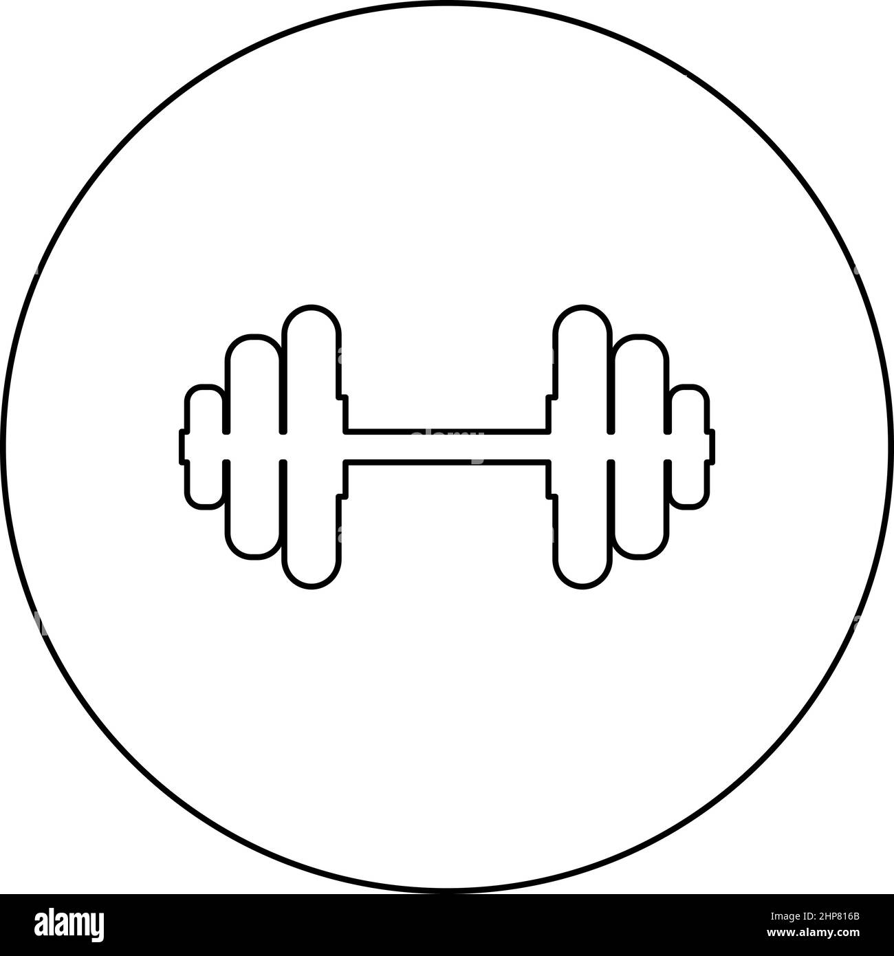 Hantelscheibe Hantelscheibe Gewicht Trainingsausrüstung Symbol im Kreis Runde schwarze Farbe Vektor Illustration Bild Umriss Kontur Linie dünnen Stil Stock Vektor
