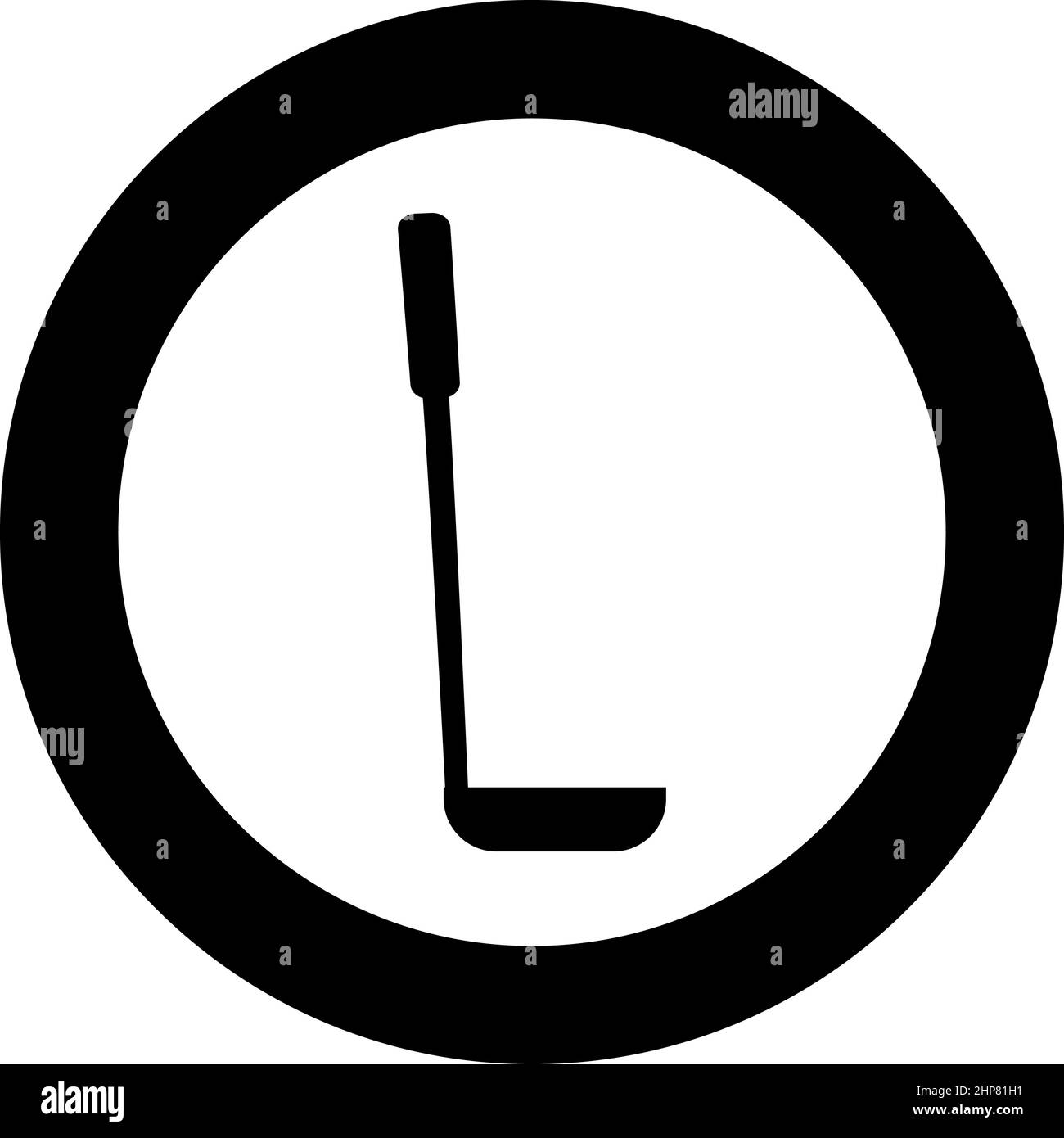 Suppenlöffel Schöpflöffel Küchengeschirr Symbol im Kreis rund schwarz Farbe Vektor Illustration Bild solide Kontur Stil Stock Vektor