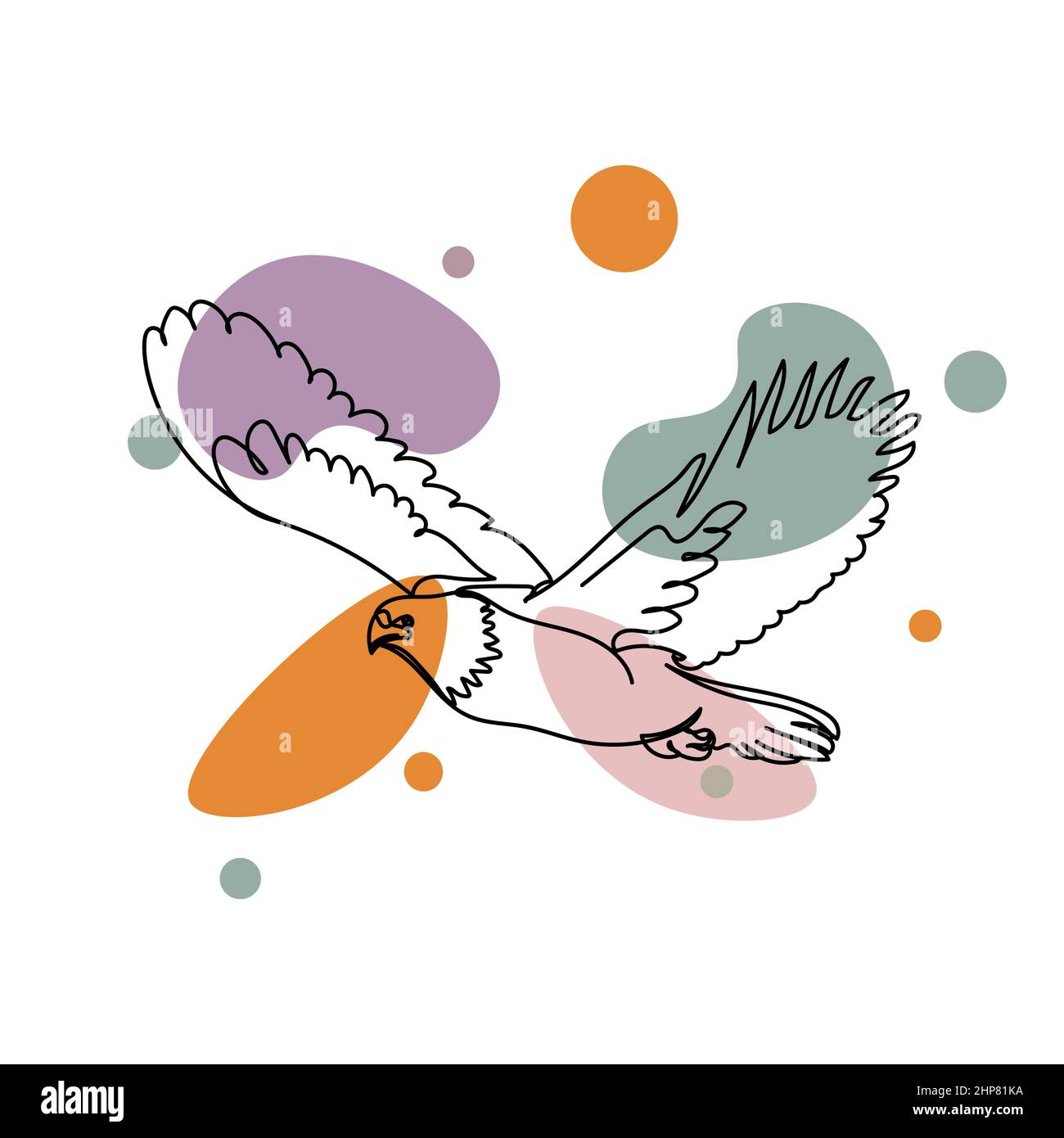 Vektor abstrakt kontinuierlich eine einzige einfache Linie Zeichnung Symbol des Adlers im Flug in Silhouette Skizze. Perfekt für Grußkarten Stock Vektor