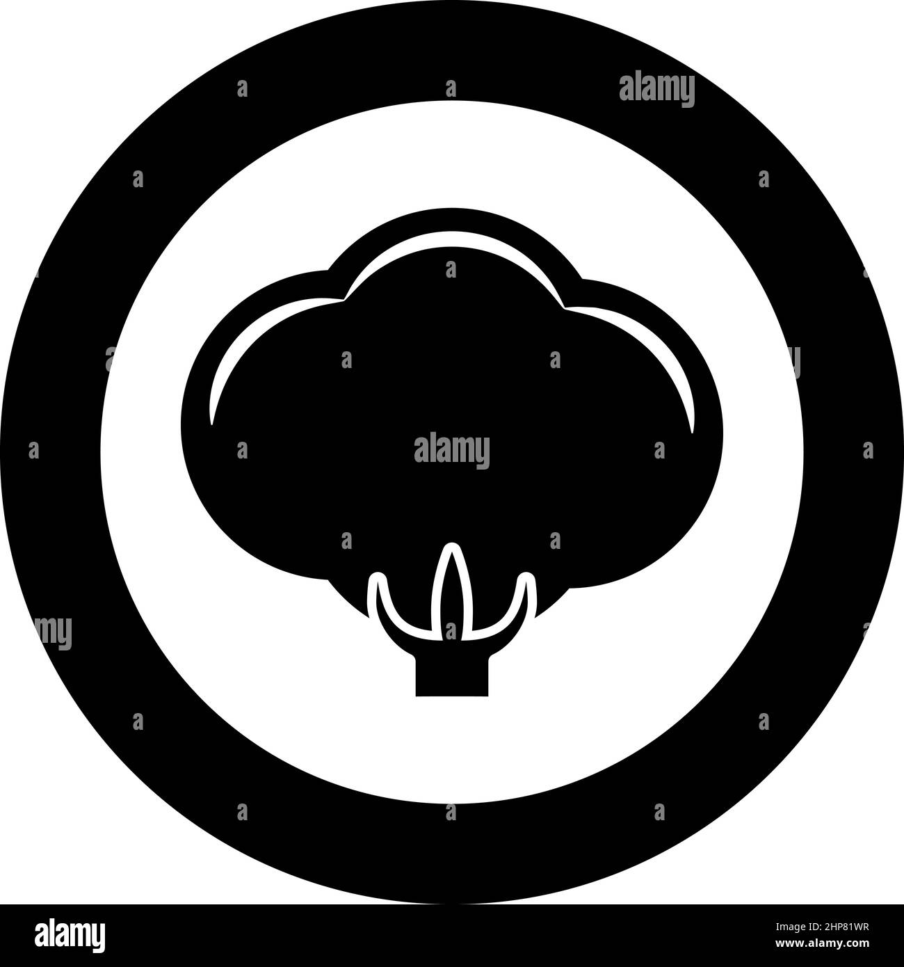 Baumwollsymbol im Kreis rund schwarz Farbe Vektor Illustration Bild solide Umrissstil Stock Vektor