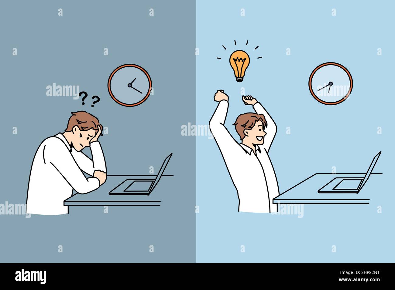 Frustration oder Innovation im Geschäftskonzept. Stock Vektor