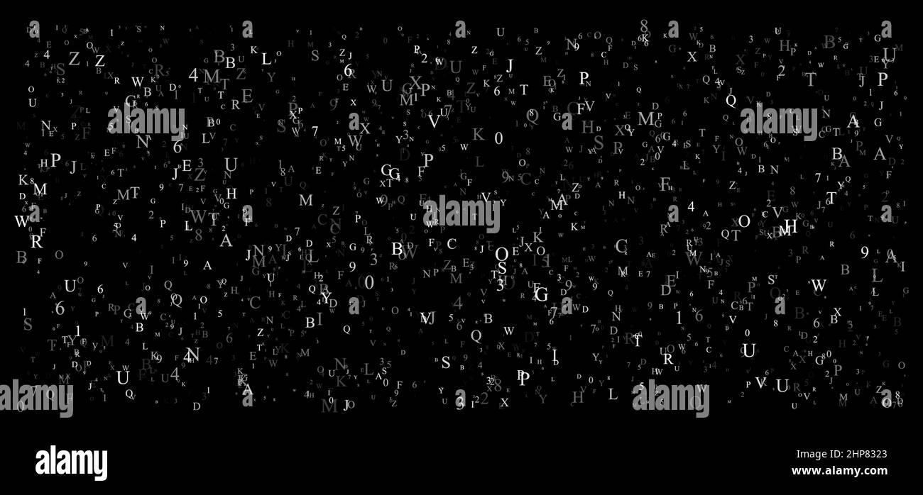 Abstraktes Alphabet Hintergrund mit fliegenden Buchstaben. Vektorhintergrund Stock Vektor