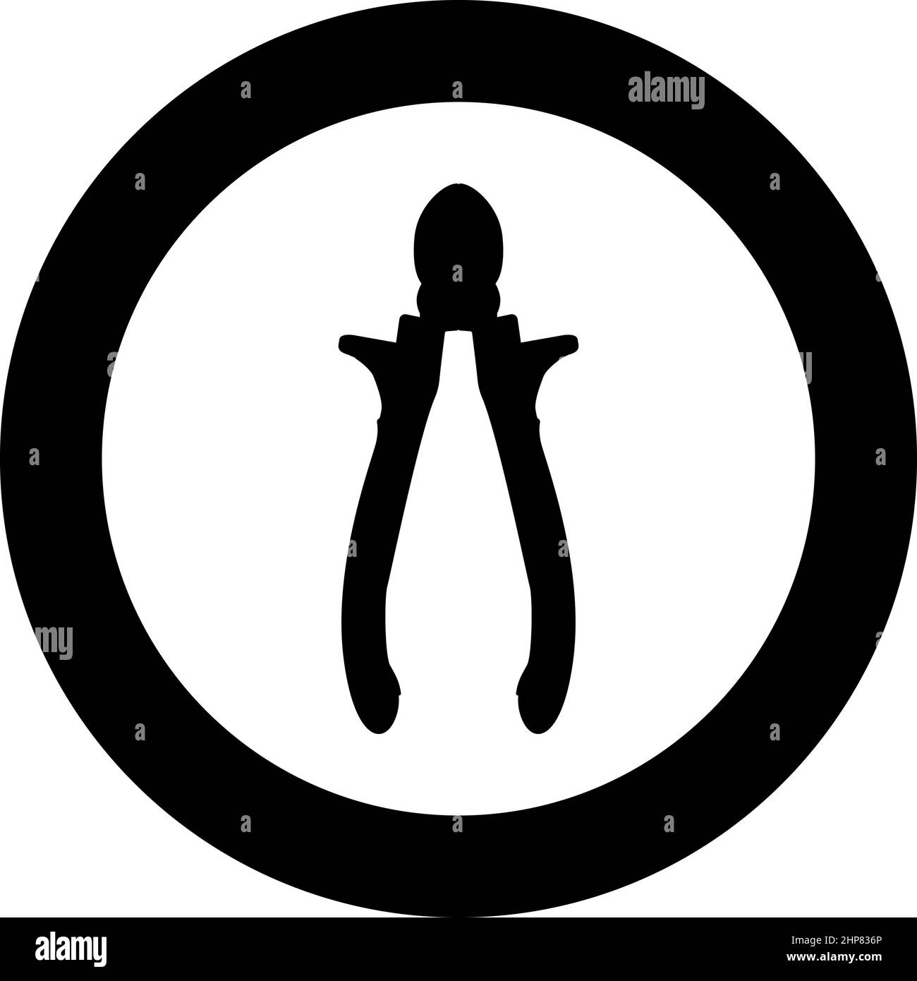Schneidzange Seitenschneider Handwerkzeuge zum Schneiden von Drähten Symbol im Kreis Runde schwarze Farbe Vektor Illustration Bild solide Kontur Stil Stock Vektor