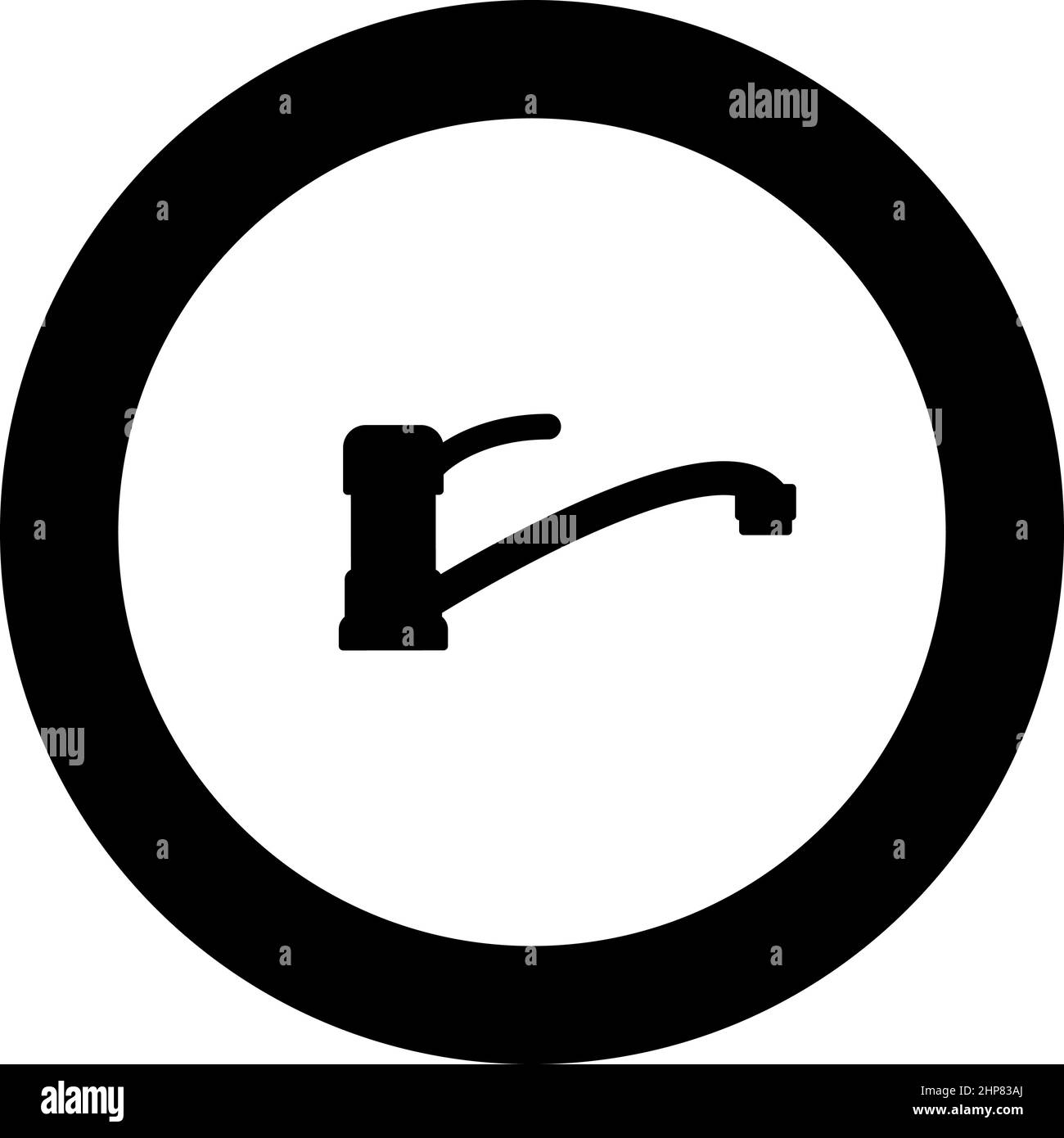 Symbol für Wasserhahn im Kreis rund schwarz Farbe Vektor Illustration Bild solide Umrissform Stock Vektor