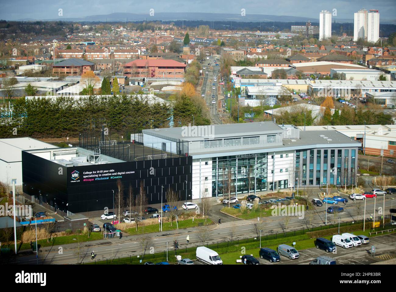 Aldridge UTC MediaCityUK ist ein University Technical College für Studenten im Alter von 14 bis 18 Jahren an der MediaCityUK Salford Quays Stockfoto