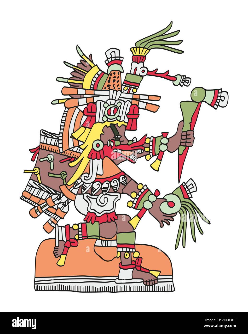 Quetzalcoatl, mit Quetzal gefiederte Schlange, aztekischer gott des Windes und der Weisheit Stock Vektor