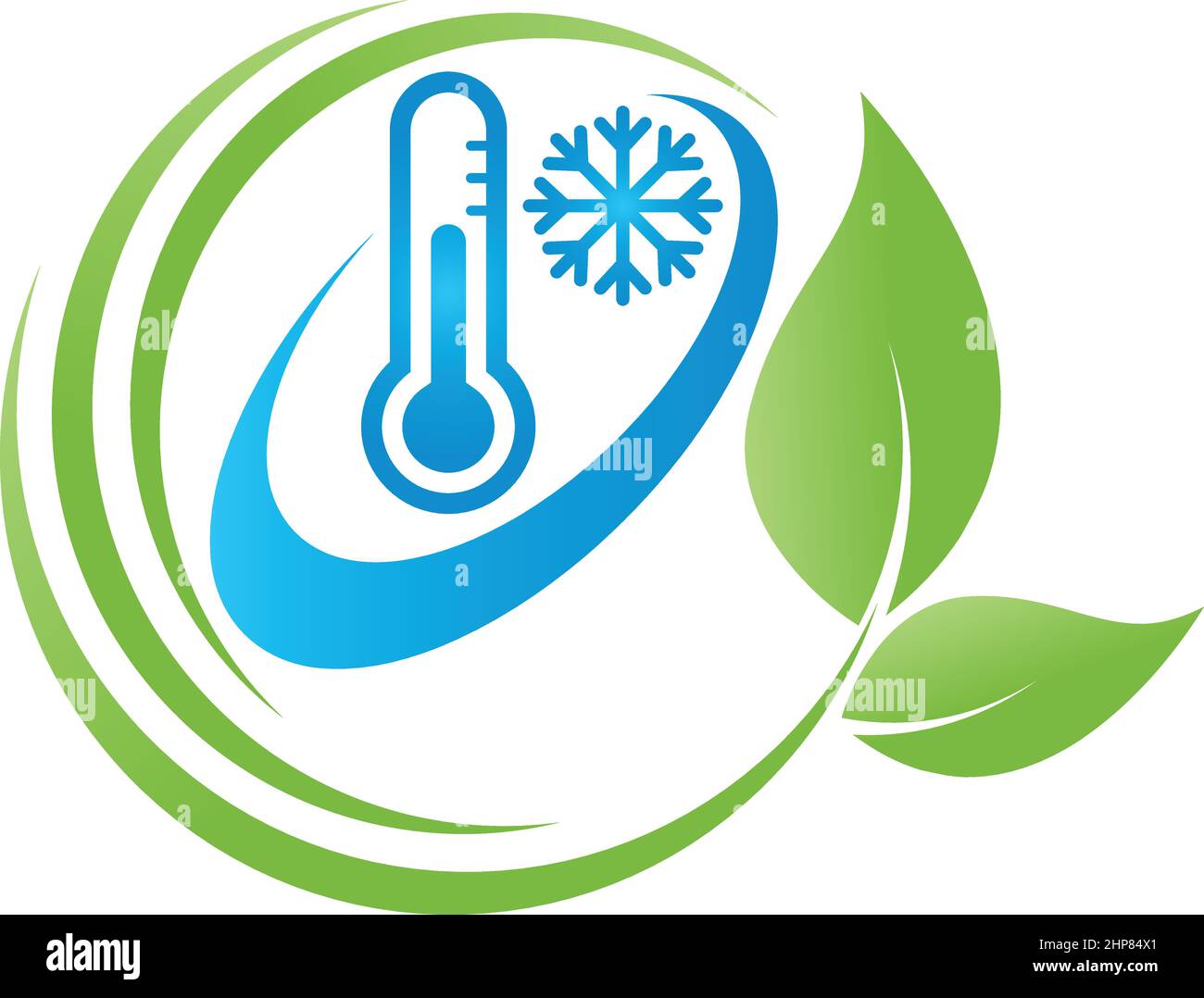 Thermometer, Schneeflocke, Blätter, Temperatur, Logo, Hintergrund Stock Vektor
