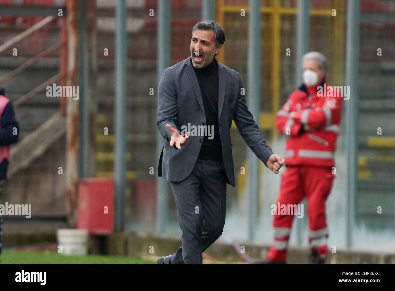 Pecchia fabio (Trainer uns cremonesen) während des Spiels AC Perugia gegen US Cremonese, italienischer Fußball der Serie B in Perugia, Italien, Februar 19 2022 Stockfoto