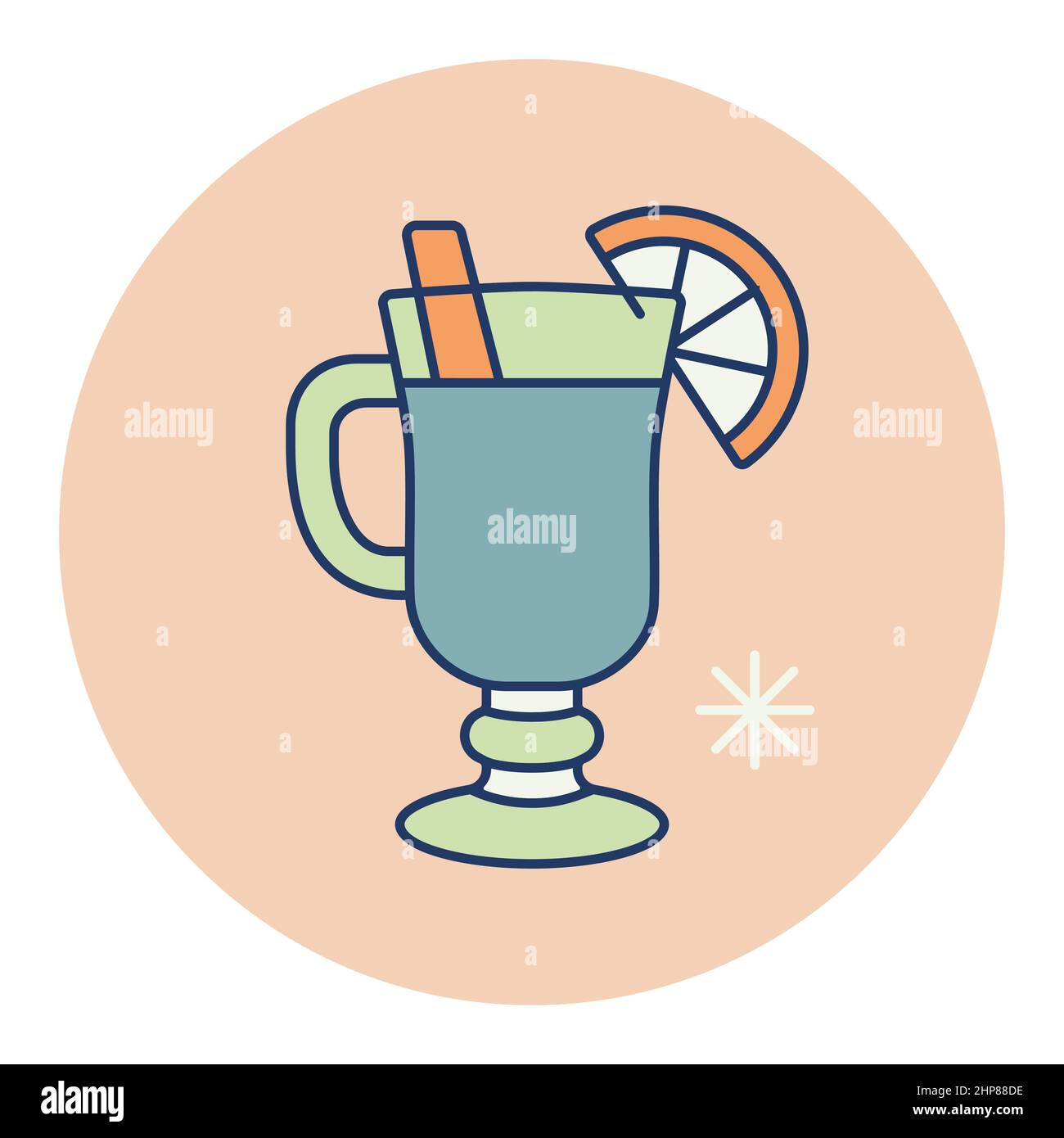 Glühwein mit Orange Slice und Zimtstange Stock Vektor