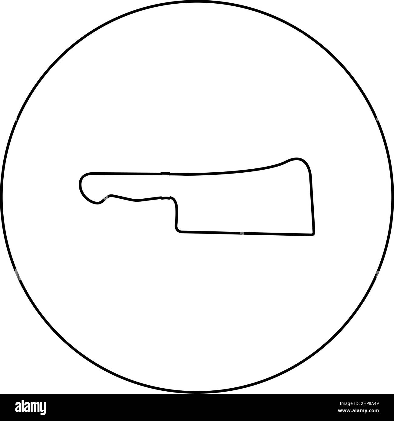 Fleischmesser Cleaver Küche Symbol im Kreis rund schwarz Farbe Vektor Illustration Bild Umriss Kontur Linie dünnen Stil Stock Vektor