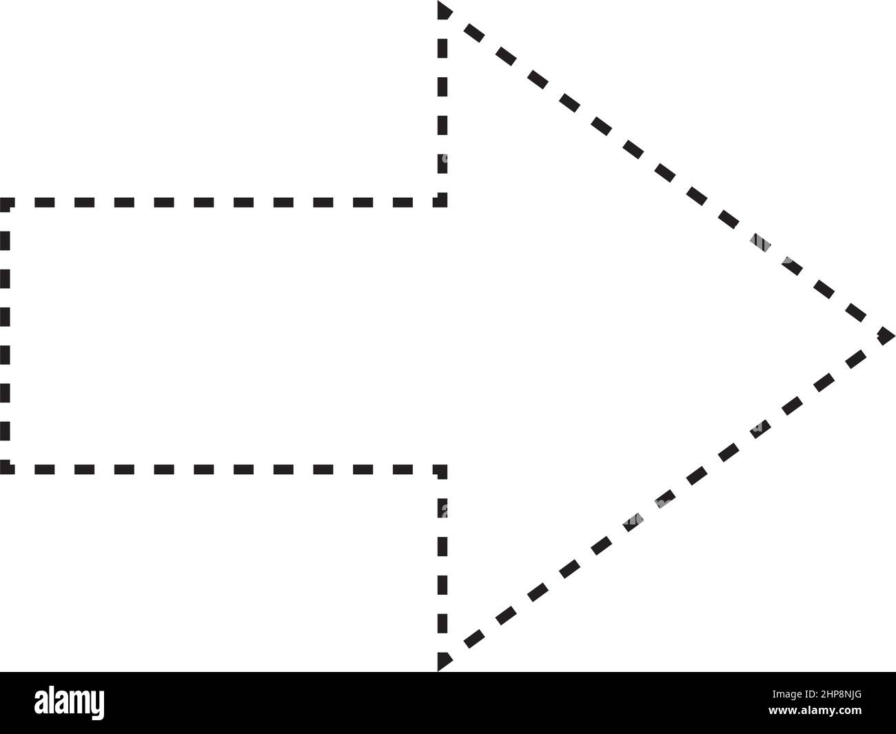 Pfeilform gestricheltes Symbol Vektor-Symbol für kreatives Grafikdesign ui-Element in einer Piktogramm-Illustration Stock Vektor