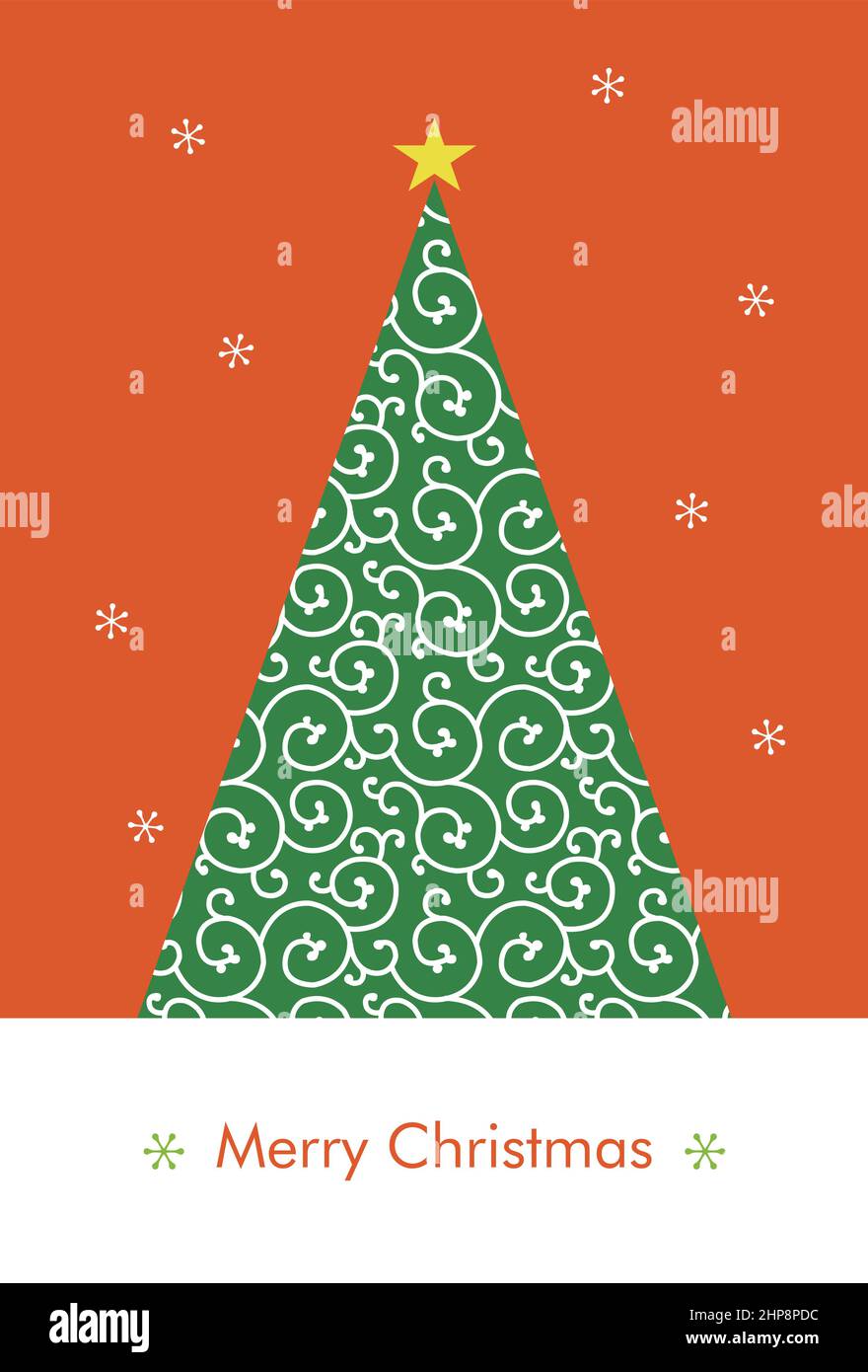 Modische, arabeske Weihnachtskarte mit Weihnachtsbaum Stock Vektor