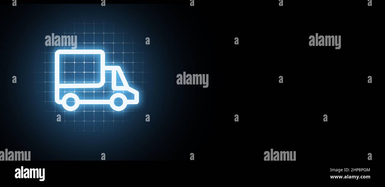 Das Konzept von Logistik und Transport. LKW-Symbol mit Containern. Stockfoto