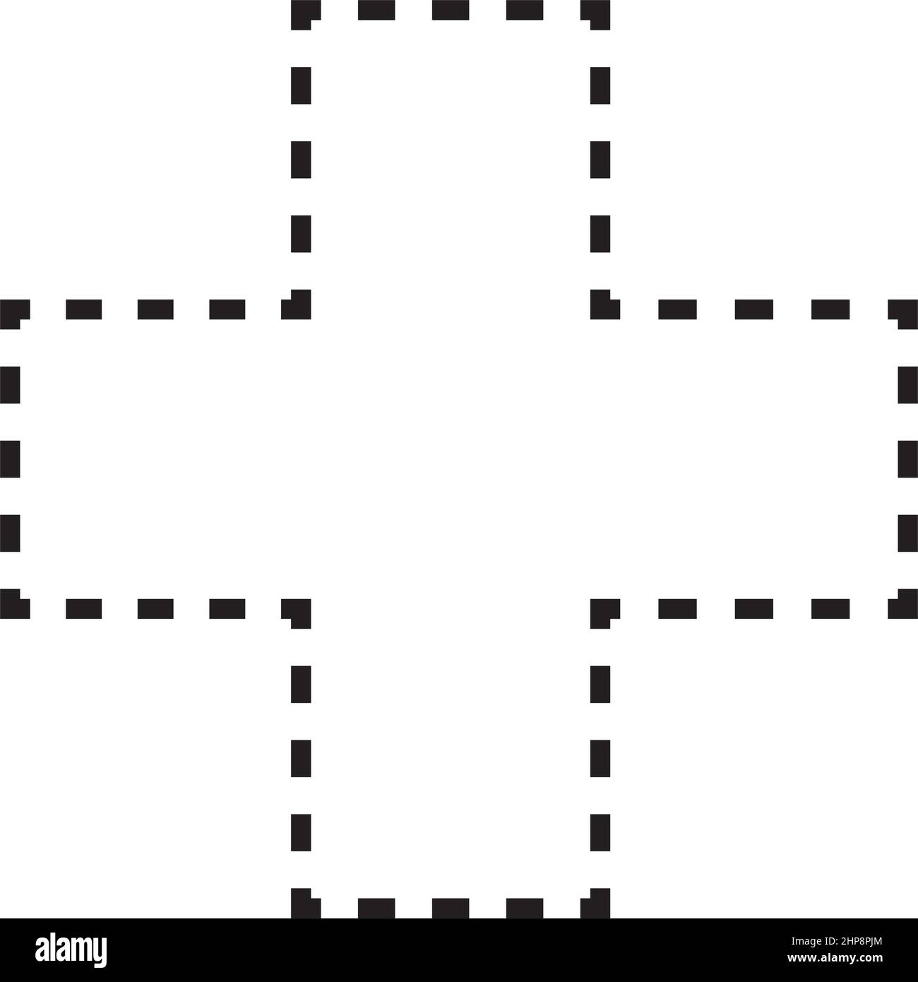 Kreuzförmiges gestricheltes Symbolvektorsymbol für kreatives Grafikdesign-ui-Element in einer Piktogrammdarstellung Stock Vektor