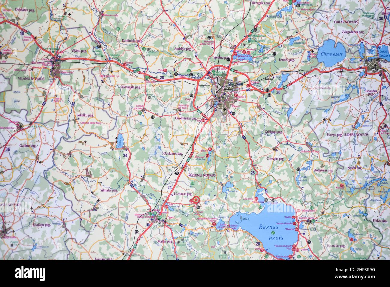 Regionale Karte der Region. Lettland, Rezekne Bezirk. Stockfoto