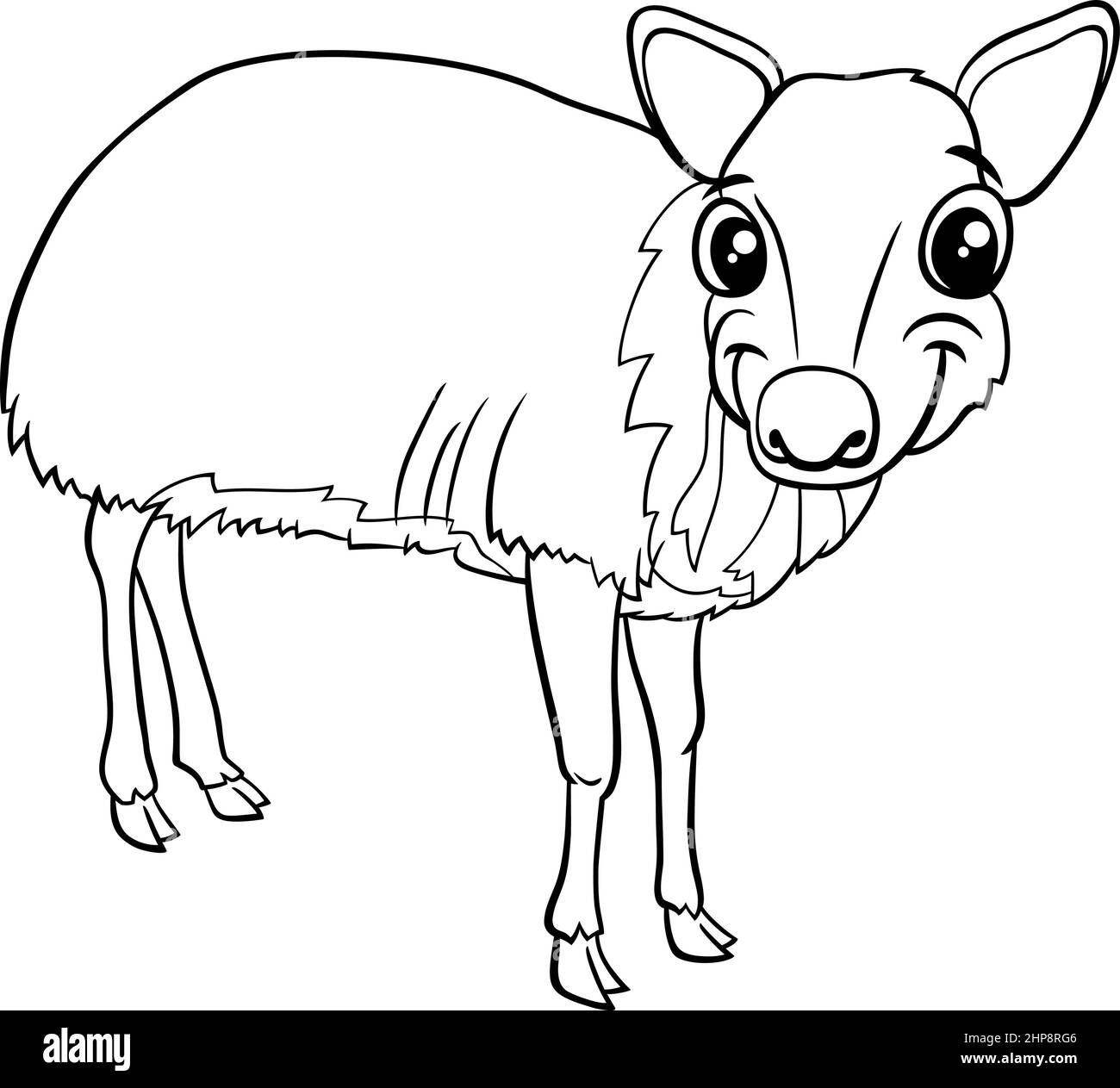 Cartoon chevrotain Tier Charakter Färbung Buch Seite Stock Vektor