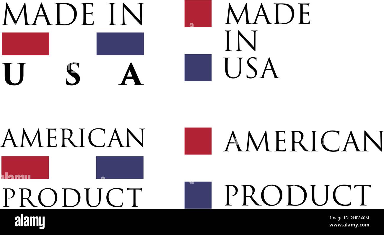 Einfach gemacht in den USA/US-Etikett. Text mit nationalen Farben angeordnet horizontal und vertikal. Stock Vektor
