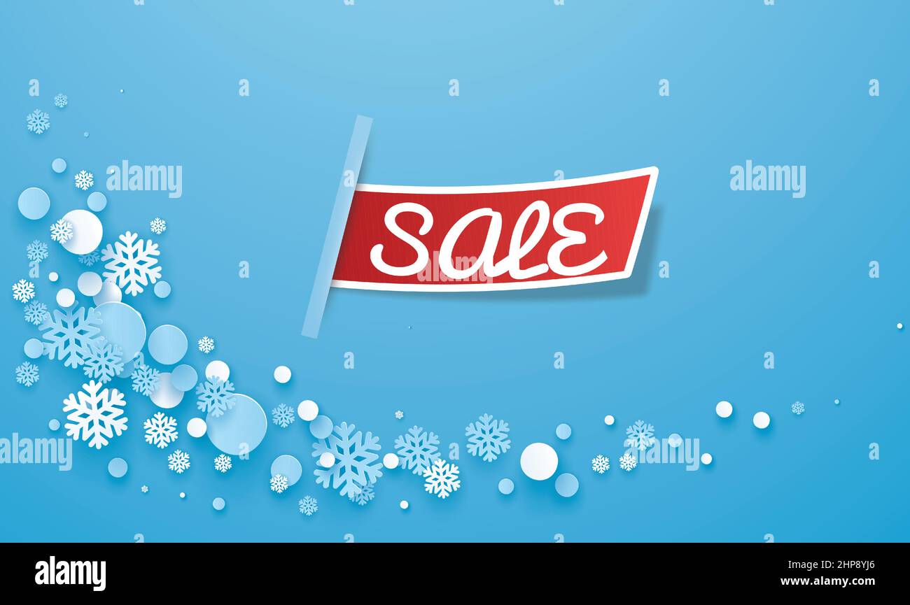 Verkaufskunst mit verschiedenen Schneeflocken auf abstraktem Hintergrund Stock Vektor