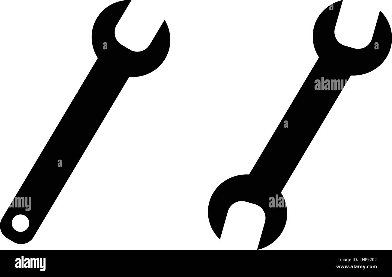 Einfache Schlüssel (Schlüssel) das Werkzeug Symbol. Ende und eine Art version Symbol Öffnen. Stock Vektor