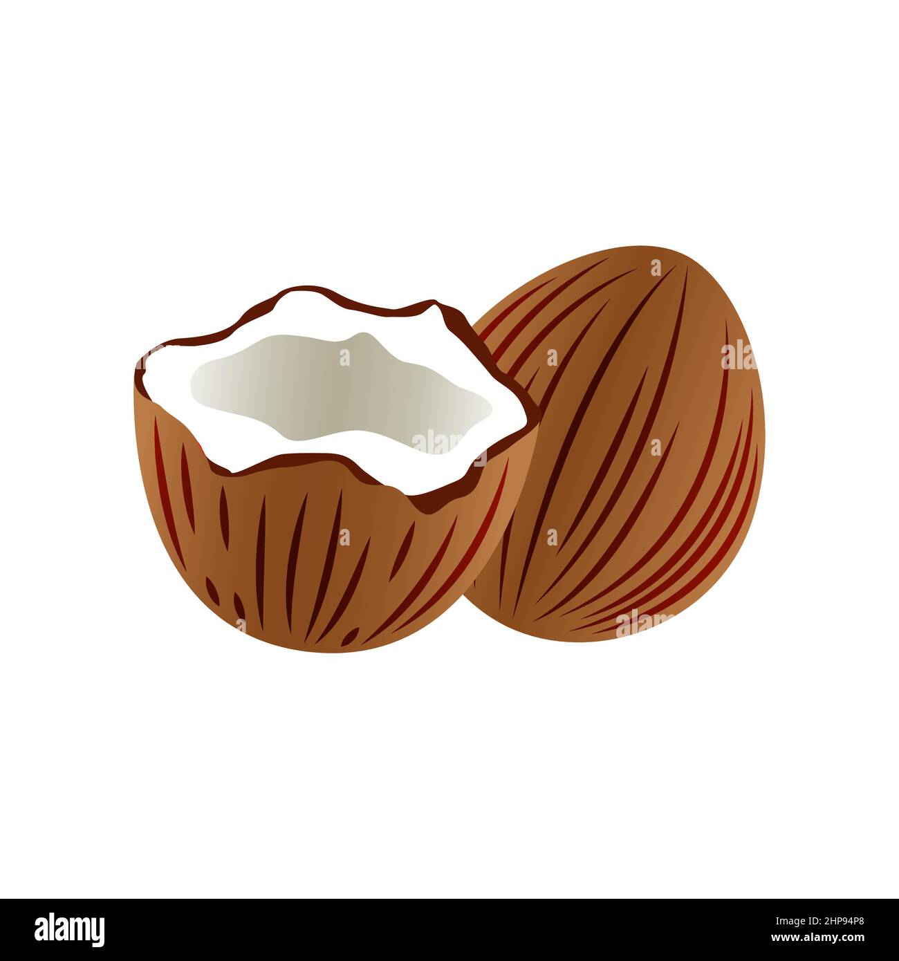 Clip Art der Kokosnuss-Schale mit Cartoon-Design, Vektor-Illustration Stock Vektor