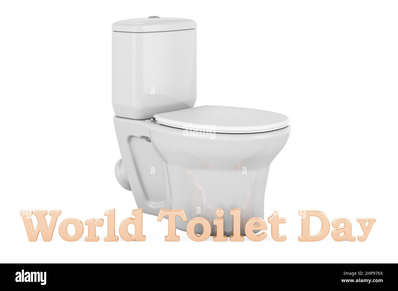 Welt-WC-Tag, Konzept. 3D Darstellung isoliert auf weißem Hintergrund Stockfoto